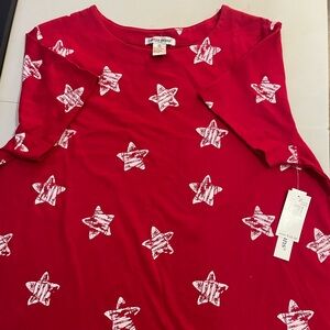 Red Star Pattern Short Sleeve Top